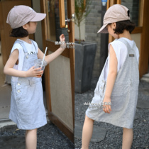 High-end brand Korean childrens clothing girls suspender skirt 2024 new girls summer skirt mid-sized childrens dress