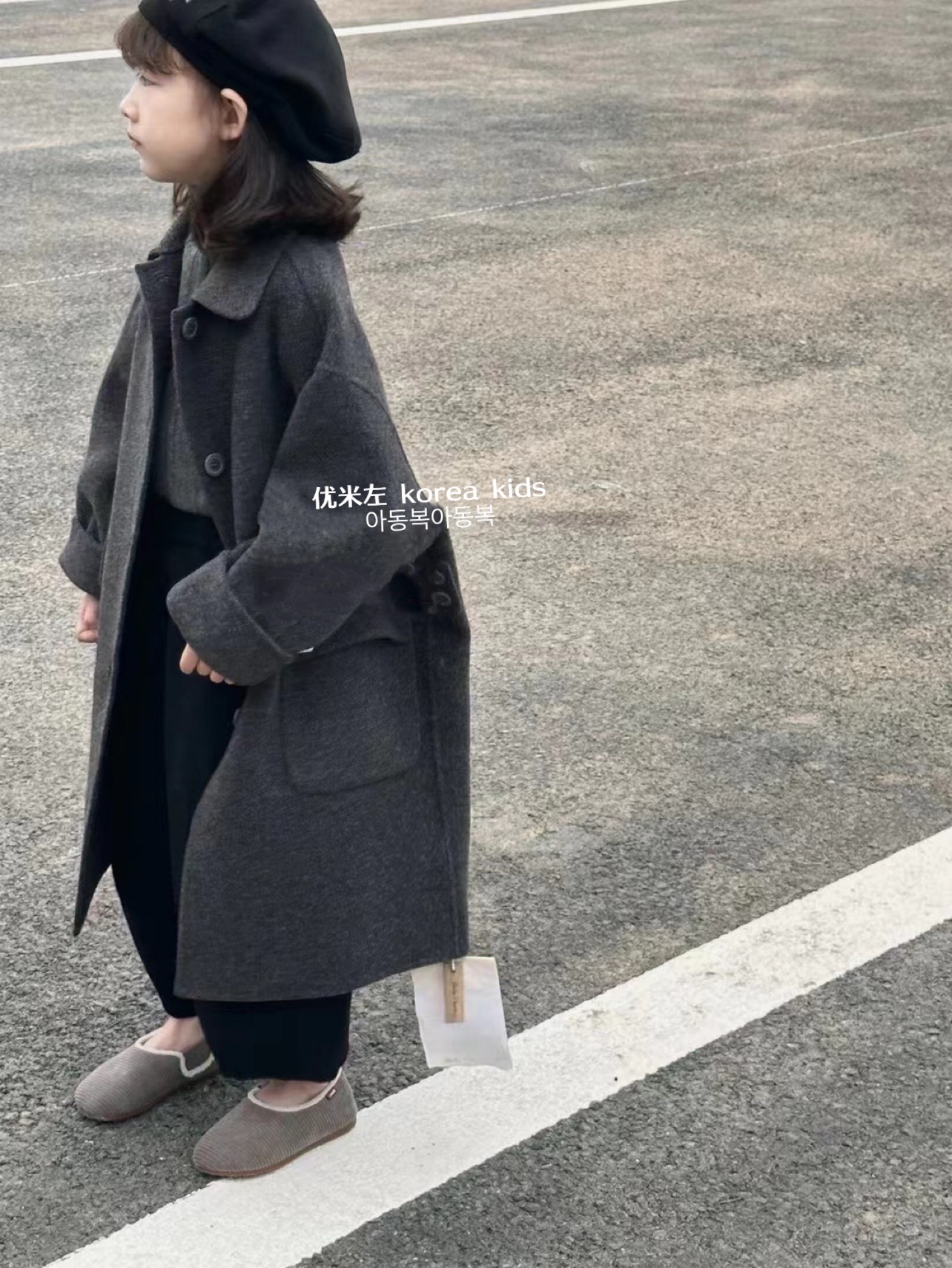 Pola Bora South Korean boy clothing girl bifacial cashmere big coat 2023 Winter new children Hooter Coats Boy-Taobao