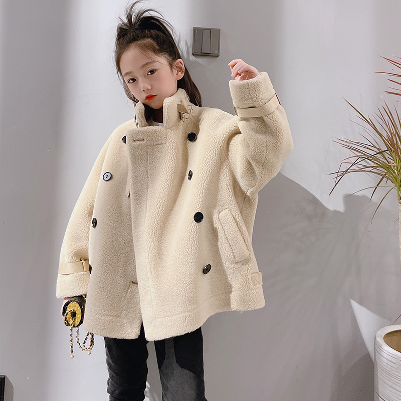 South Korean children's clothing male and female lamb wool jacket 2021 Winter children's annual goods fur jacket CUHK Child Parenting