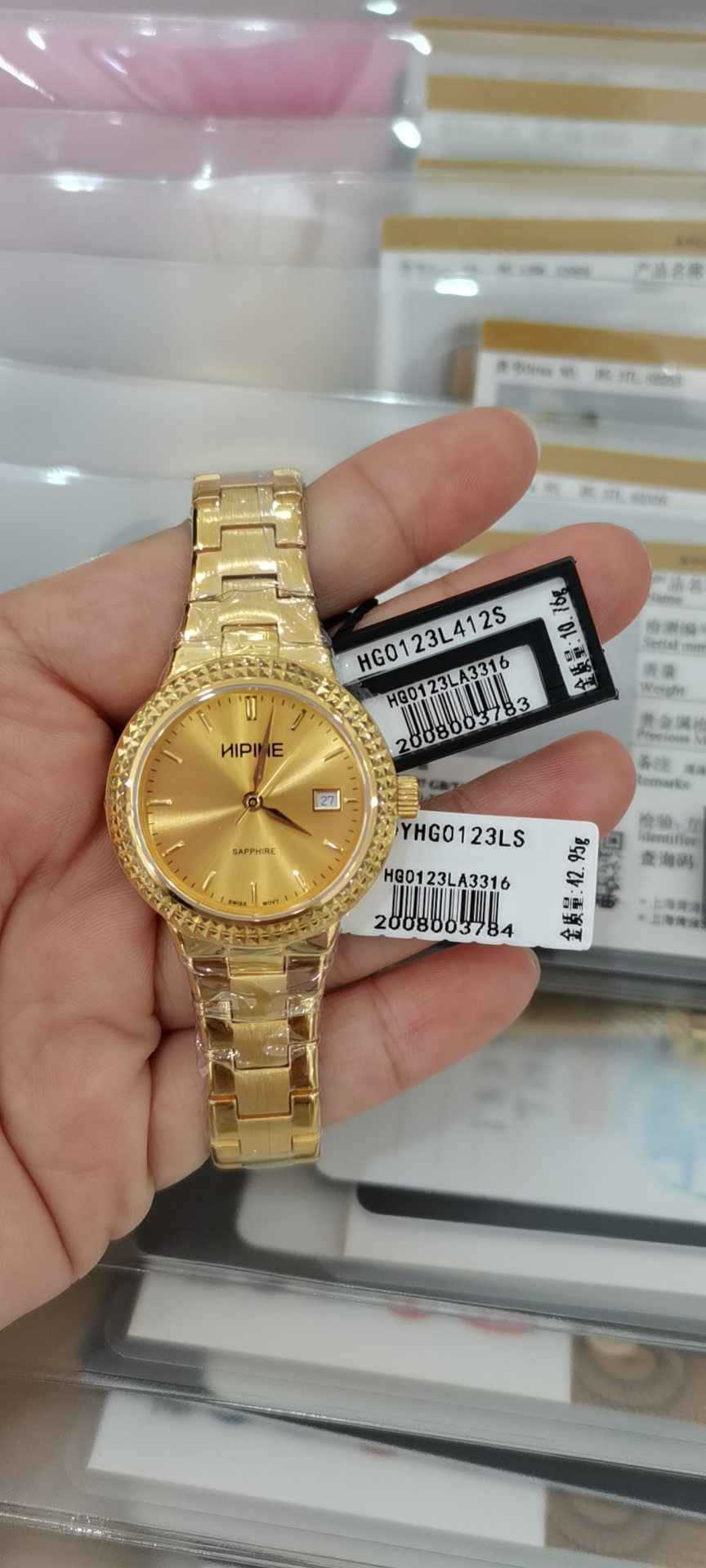 西普尼純金正品足金手錶進口石英機芯防水手錶黃金手錶 - Taobao