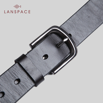 lanspace Blue Leather Mens Leather Belt Head Cowhide Belt Japanese Casual Vintage Jeans Belt