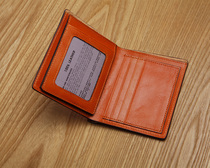 Blue leather wallet mens short leather small ultra-thin vertical cowhide high-grade card bag wallet one-piece leather clip