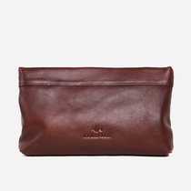 Blue leather handbag mens leather zipper mobile phone bag casual long ultra-thin portable large capacity cowhide wrist bag