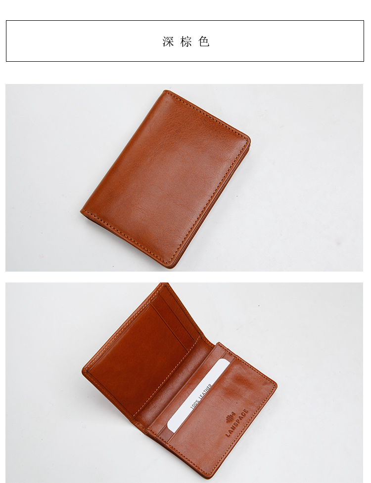 LansPACE Blue Leather Men Lớp da đầu tiên Chủ thẻ Da đơn giản Thẻ kinh doanh trường hợp Da Ý Kinh doanh ví đựng thẻ card