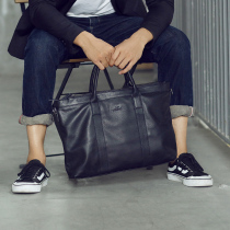 LANSPACE blue leather men leather Hand bag all leather mens leather leather casual business big bag shoulder shoulder bag