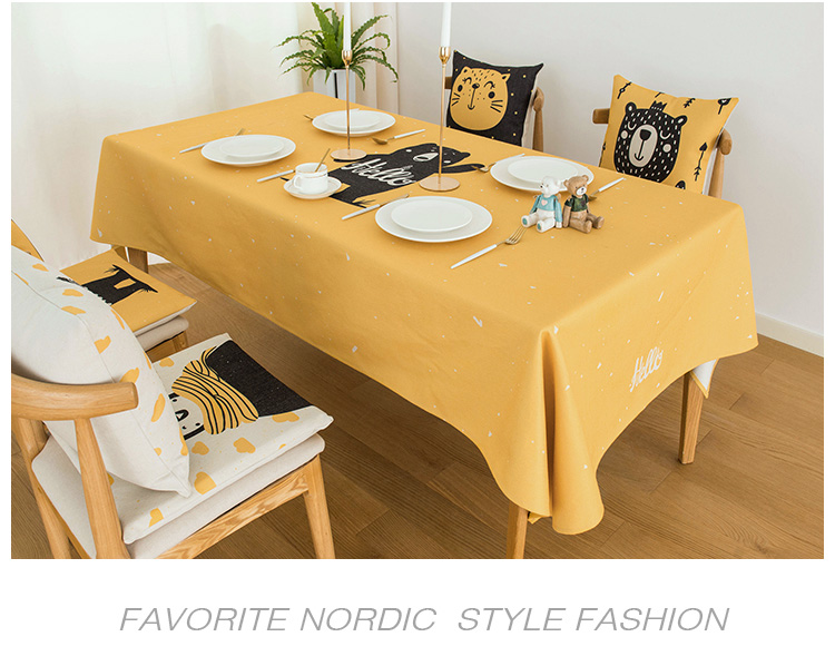 Dễ thương phim hoạt hình cotton linen khăn trải bàn Bắc Âu bàn cà phê vải nhỏ tươi hình chữ nhật vải bàn dày vòng bảng vải khăn trải bàn giáo viên đẹp
