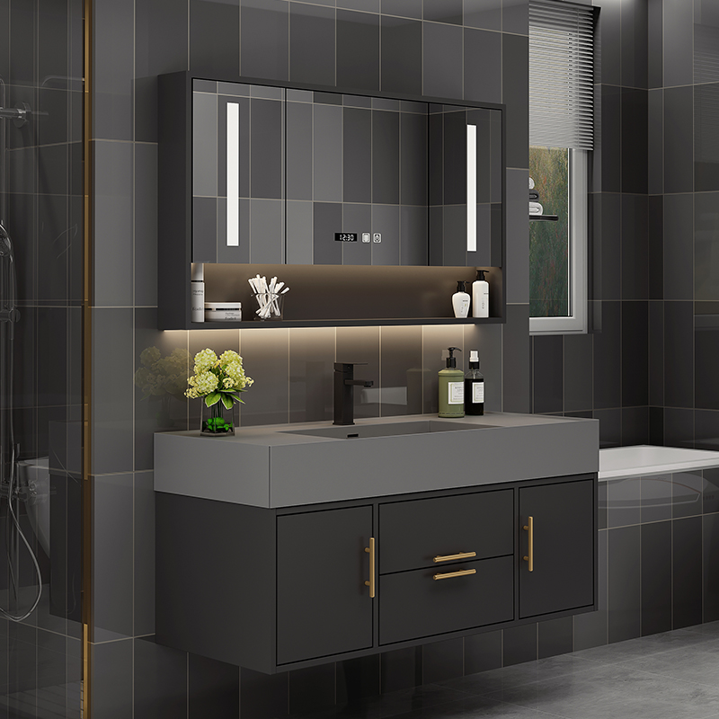 Rock board one-piece bathroom cabinet Face wash basin Modern simple bathroom wash basin cabinet combination bathroom set