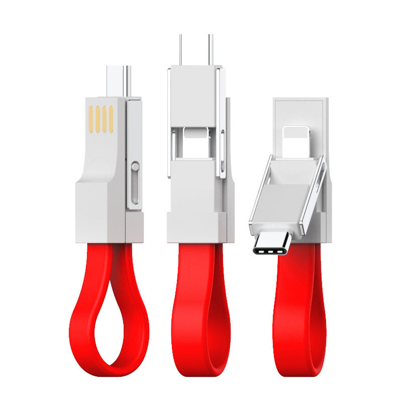 type-c data line Short-section flat three-in-one suitable for Apple charging line Short line mobile charging key