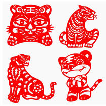 Tiger paper-cut window decorations twelve zodiac animals carved paper paintings decorative paintings zodiac tiger animal paper-cut finished products
