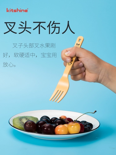 Импортная детская портативная посуда, палочки для еды ручной работы для школьников, ложка, вилка, экологичный мультяшный комплект, в корейском стиле, кукурузные зерна