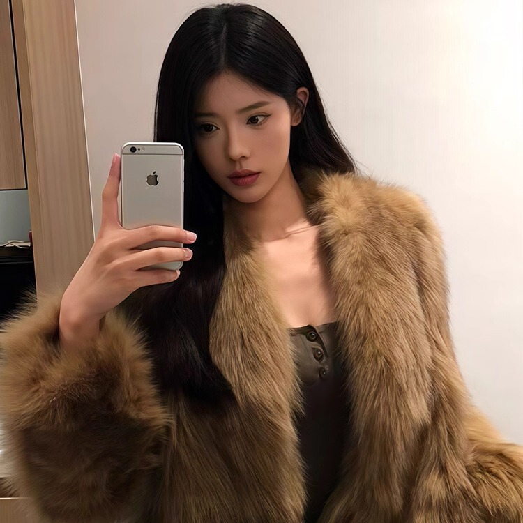 Elegant Brown Fox Fur Short Coat for Women, Winter Fur Integrated Fashion High-End Warm Fur Coat Elegant Brown Fox Fur Short Coat for Women, Winter Fur Integrated Fashion High-End Warm Fur Coat