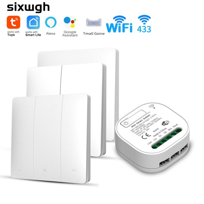 Graffiti Wifi Smart Switch Alexa Voice Control WiFi WiFi Self-Power Remote Control Switch Dark-Ticked Dual Control