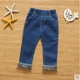 0 bé gái mùa xuân và mùa thu kẻ sọc quần jeans set 1-2 một phiên bản Hàn Quốc 3 tuổi của nữ hoàng thời trang quần áo trẻ em phương Tây - Áo sơ mi