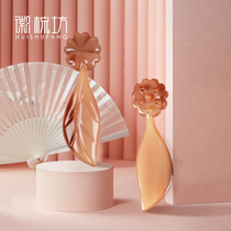 Natural white water horn peach flower brush Full body universal shaving board Facial beauty scraping meridian dredging stick Neck scraper