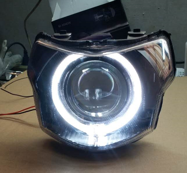 Xinfuxi EFI xe máy đèn pha lắp ráp đèn pha thiên thần ma quỷ mắt sửa đổi đèn pha xenon đèn đèn xe wave 110