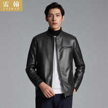 Haining genuine leather jacket mens short top layer imported goatskin jacket stand collar handsome motorcycle trendy jacket spring and autumn