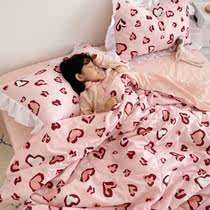 BAO WEN Summer cool by 3-4 pieces Cute Teenage Cartoon Summer Summer Quilt Air Conditioning Thin Quilt Dorm Dormitory Nap Double 2 m