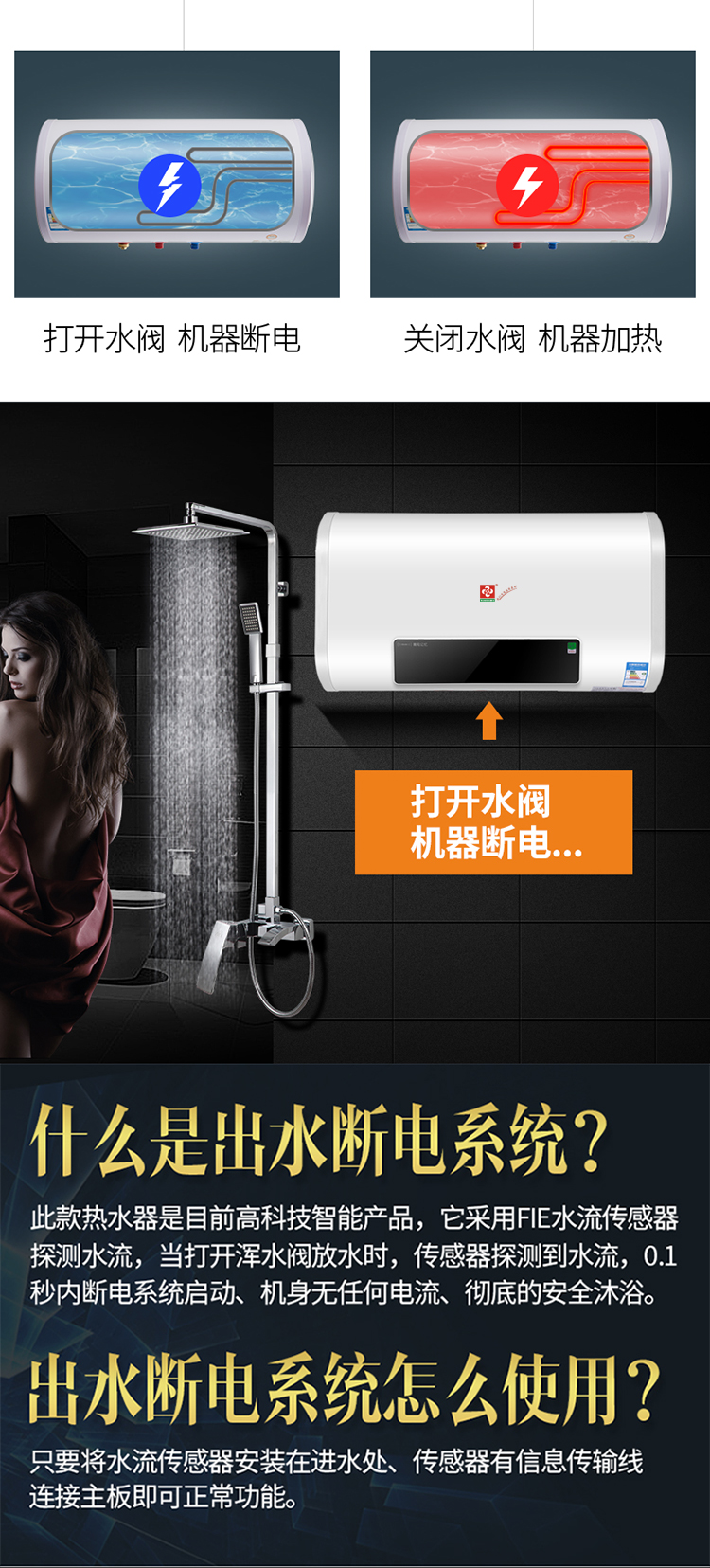 máy nước nóng năng lượng mặt trời megasun Authentic lưu trữ loại siêu mỏng phẳng phẳng máy nước nóng điện hộ gia đình tốc độ tắm nóng 60 lít 40L50 / 80 - Máy đun nước máy nước nóng lạnh panasonic