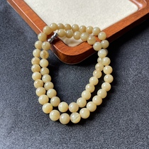 Natural Russian sugar white necklace womens Hetian jade sugar jade chocolate color full sugar clavicle chain sweater chain gift