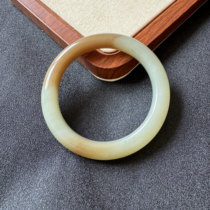 Authentic Xinjiang Qiemo material Hetian jade mutton fat white jade sugar white round strips formal 52mm bracelet for women pure natural jade