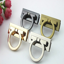 Long Square Gold Plated Bag Inserts Lock Hardware Snap Hand DIY Accessories Golden Metal Wring Lock Switch Lock Snap