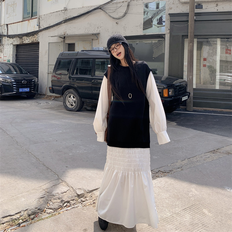 Plus size women's autumn korean style loose color block sweatshirt dress: a fashion savior for curvy Plus size women's autumn korean style loose color block sweatshirt dress: a fashion savior for curvy