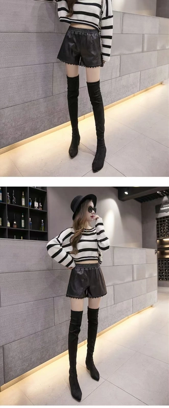 Quần short da cho phụ nữ mùa thu đông