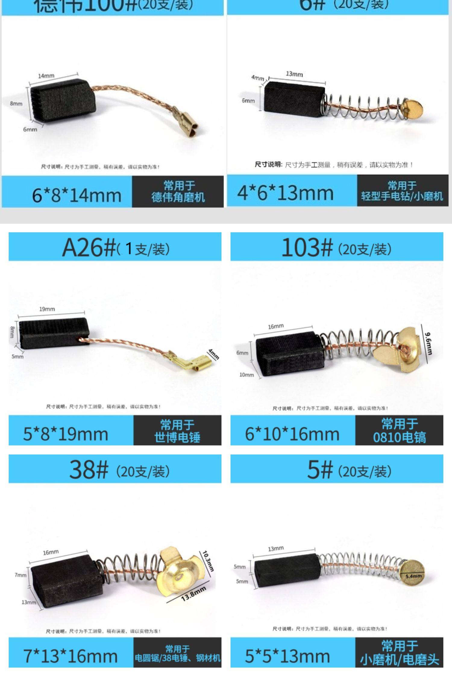 Carbon brush replacements for electric appliances and power tools 5