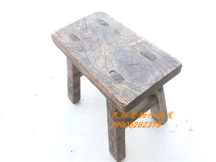 Folklore old objects in the 1970s and 1980s small wooden stool solid wood small bench nostalgic retro decoration farmhouse small dining table