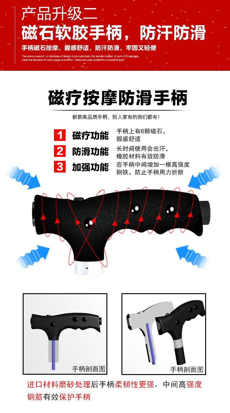 Người già leo trekking cột kính thiên văn đa chức năng chống mòn gậy đi bộ Người già xoay bốn chân chống trượt tay vịn - Gậy / gậy gậy chống 4 chân