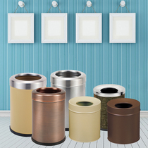 Household round trash can stainless steel small office uncovered waste paper bucket placer gold kitchen trash can sanitary bucket