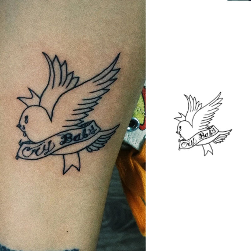 Crying Bird Tattoo Sticker Crybaby Leg Arm Lil Peep Same Style Personalized Niche Realistic Plain Herbal Crying Bird Tattoo Sticker Crybaby Leg Arm Lil Peep Same Style Personalized Niche Realistic Plain Herbal