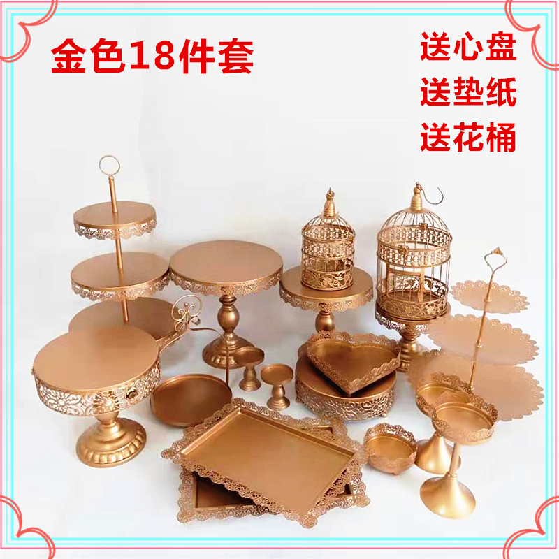 Golden Dessert Table Swing Pieces Show Shelf Dessert Pastry Dishes Cold Dining At the Afternoon Tea Refreshments Shelf