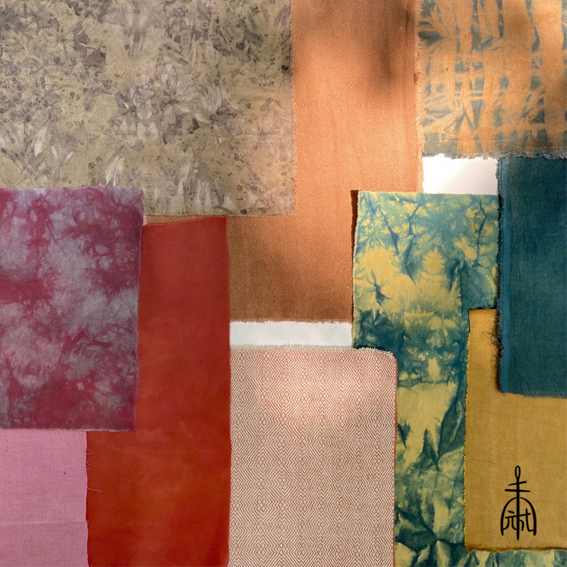 Unfinished plant dyed tie-dyed color DIY fabric cotton linen silk hand-made patchwork hand account decoration