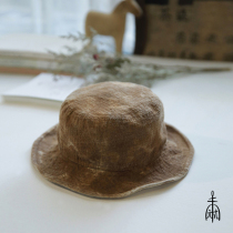 Unfinished plant dyeing mottled Persimmon dyeing custom machine linen cotton short eaves fishermans hat