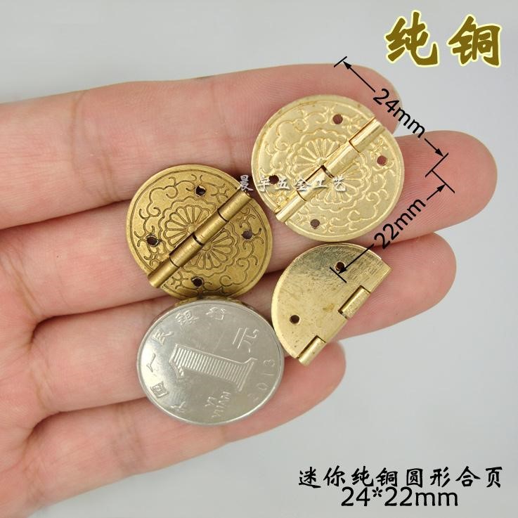 Copper hinge Chinese antique round mini jewelry box hinge CYF061 pure copper folding small leather