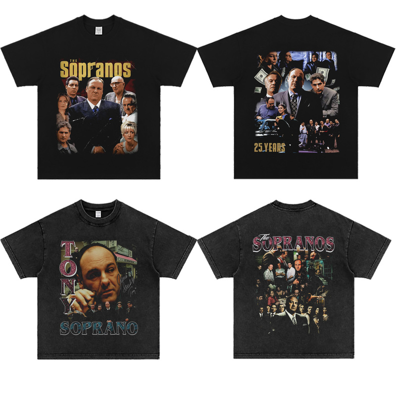 The Sopranos Tv Series Merchandise Character Digital Print Short-Sleeve Vintage Cotton T-Shirt