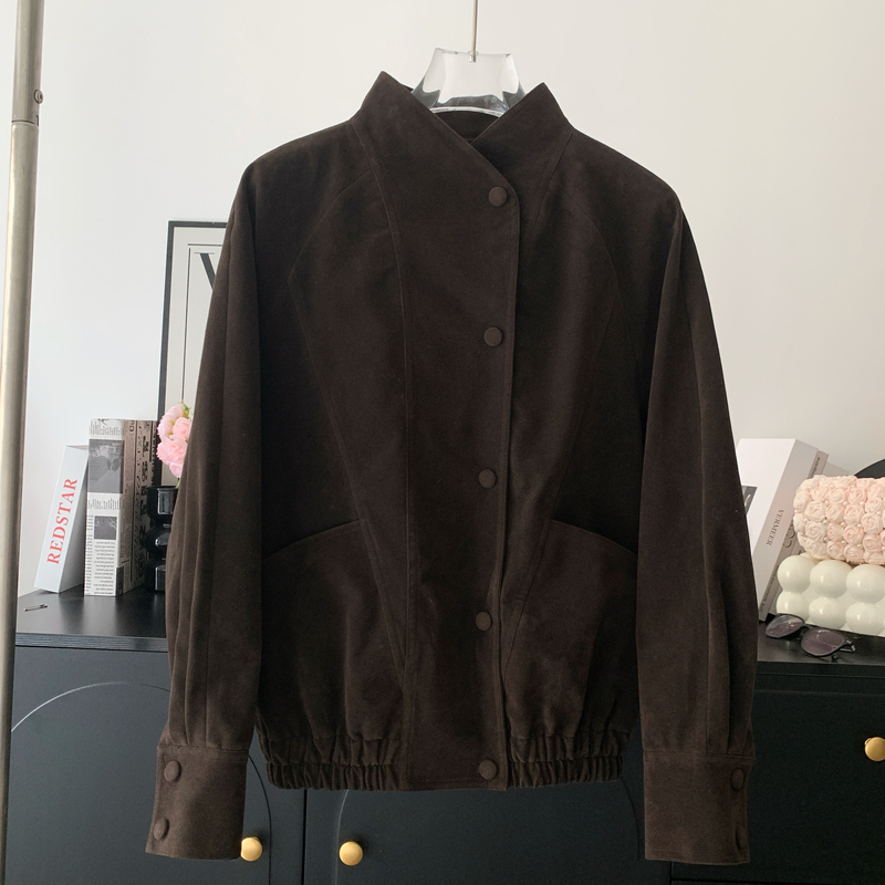 Ear Retro Style 90S Magazine Vibe~ Matte Eco-Friendly Suede Jacket for Women in Autumn