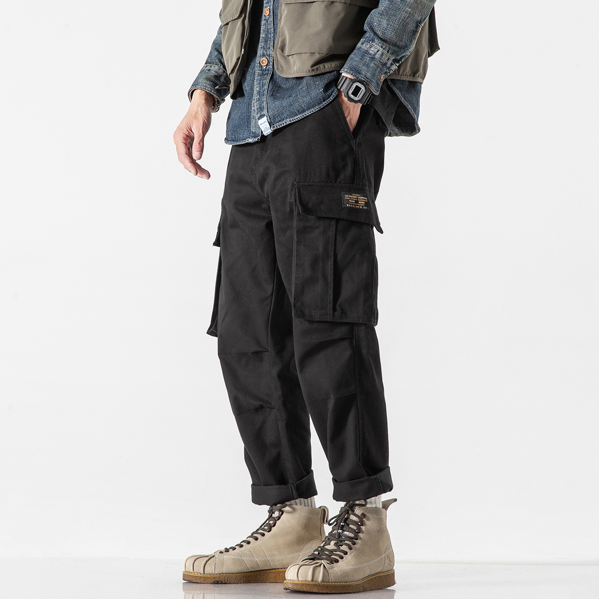 Day Faculty Fitting Pants Male Tide Sign Big Size Casual Long Pants Korean Version Trend Straight Cylinder Easy Pants 100 Hitch Smoke pants