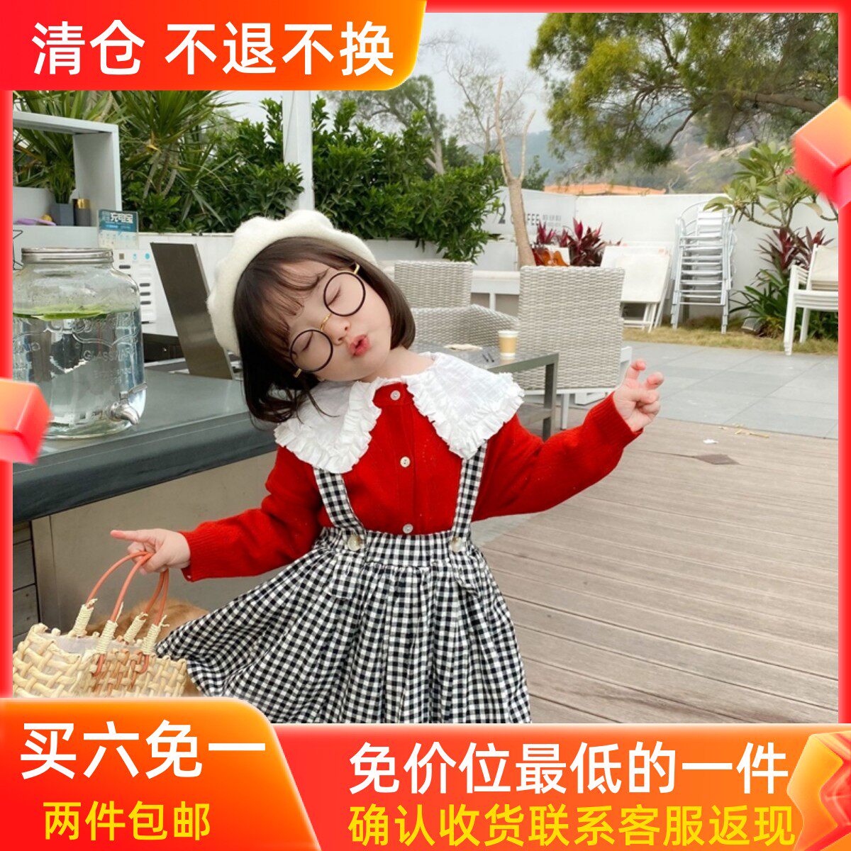 Clearance non-refundable ~ accept re-shoot ~ 2022 spring new girls skirt plaid baby bag skirt