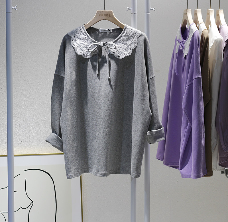 Оригинальная осенняя рубашка, кукла, кукольный воротник, оверсайз, свободный крой       