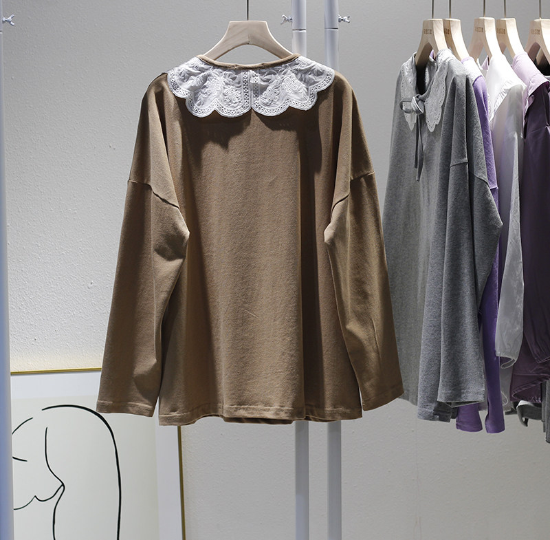 Оригинальная осенняя рубашка, кукла, кукольный воротник, оверсайз, свободный крой       