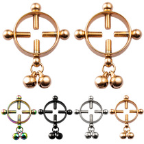 2 clothing Europe and America popular bell Bell Milk Clip Stainless Steel Without Punching Circle Fake Milk Ring Pendant Piercings Piercing Ornament