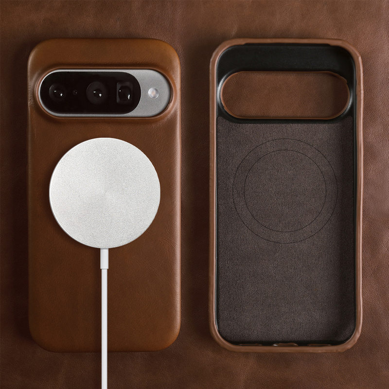 Oil Wax Pattern Genuine Leather Suitable for Google Pixel 10 Pro Phone Case, New Pixel 9 XL High-End Business Simple Niche Soft Leather Pixel 8A Calfskin 7 Magnetic Full-Cover Anti-Drop Protective Case
