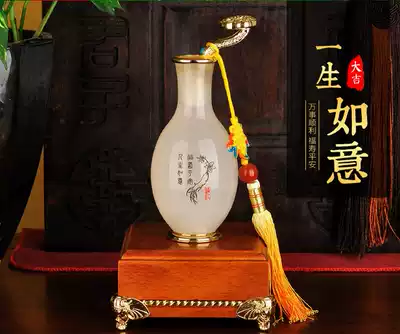 Life wishful bottle Jade craft decoration Home business jade gifts New home entry Retirement gifts