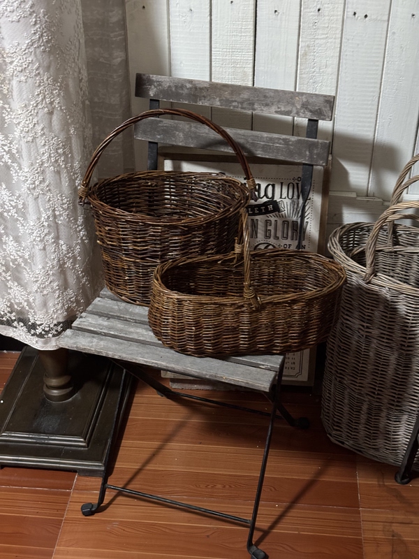 Garden Groceries Natural Wicker Leather Wicker Basket Woven Basket Picnic Basket Photography Props