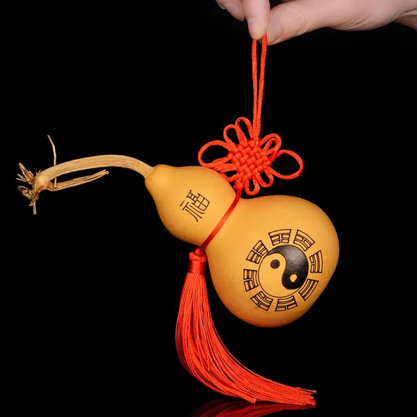 Fortune Character Gourd Ornament, Natural Wild Real Gourd, Chinese Knot, Auspicious Knot, Door-To-Door Decoration, Car Hanging Ornament, Cultural Artifact