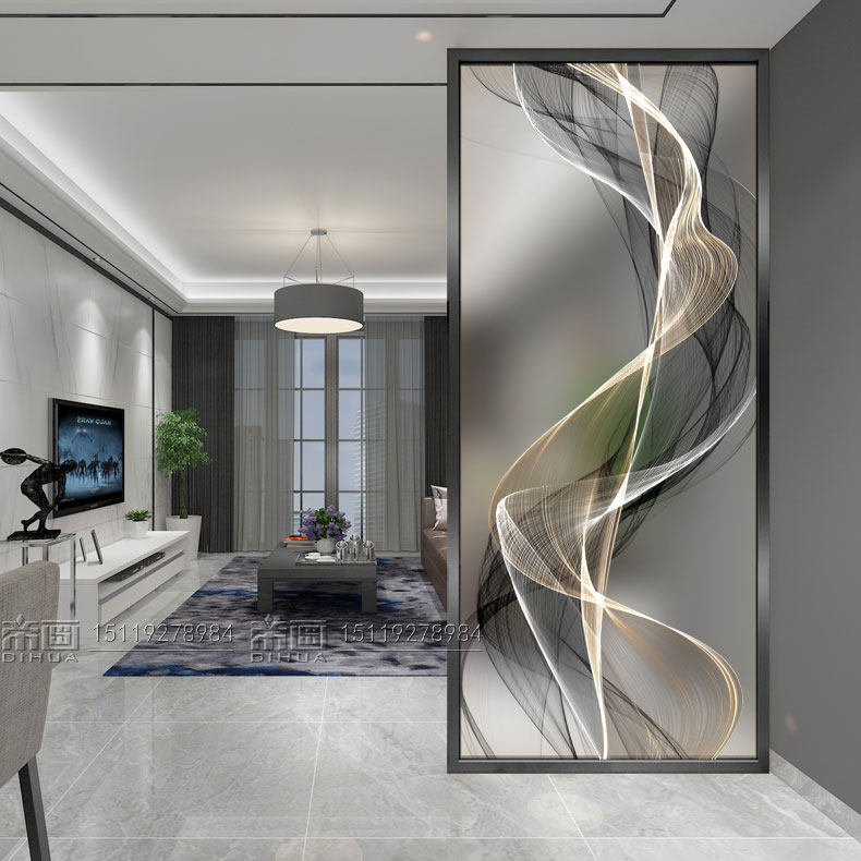 Living room Small apartment Simple screen partition Light luxury glass makeup room Entrance Dry and wet separation Mobile bedroom brake