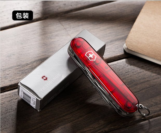 Dao quân đội Thụy Sĩ Victorinox Chính hãng 91MM Climber Màu đỏ trong suốt 1.3703.T Dao cắt đa chức năng dao xếp đa năng leatherman