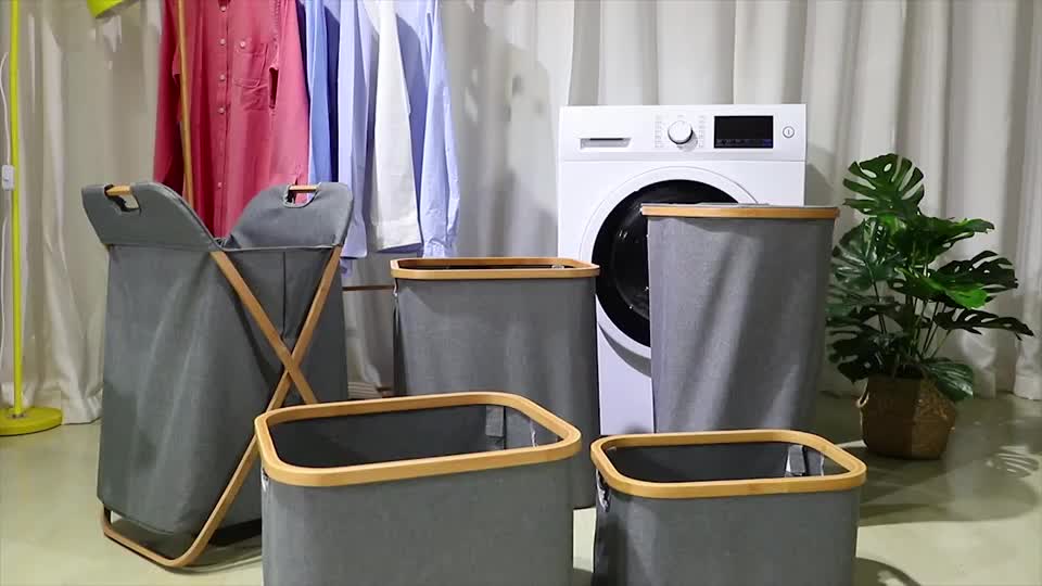 66l Smell Proof Bamboo Laundry Basket Clothing Hampers With Lid